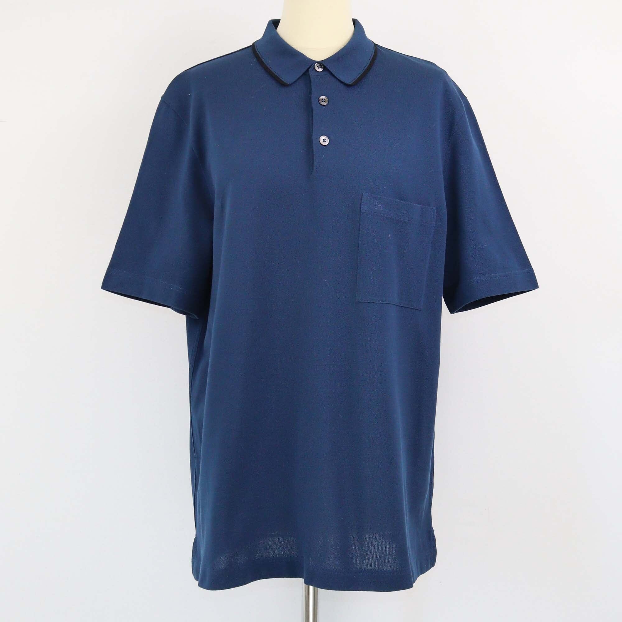 Hermes Navy Blue Shortsleeve Polo T Shirt Womens Hermes 