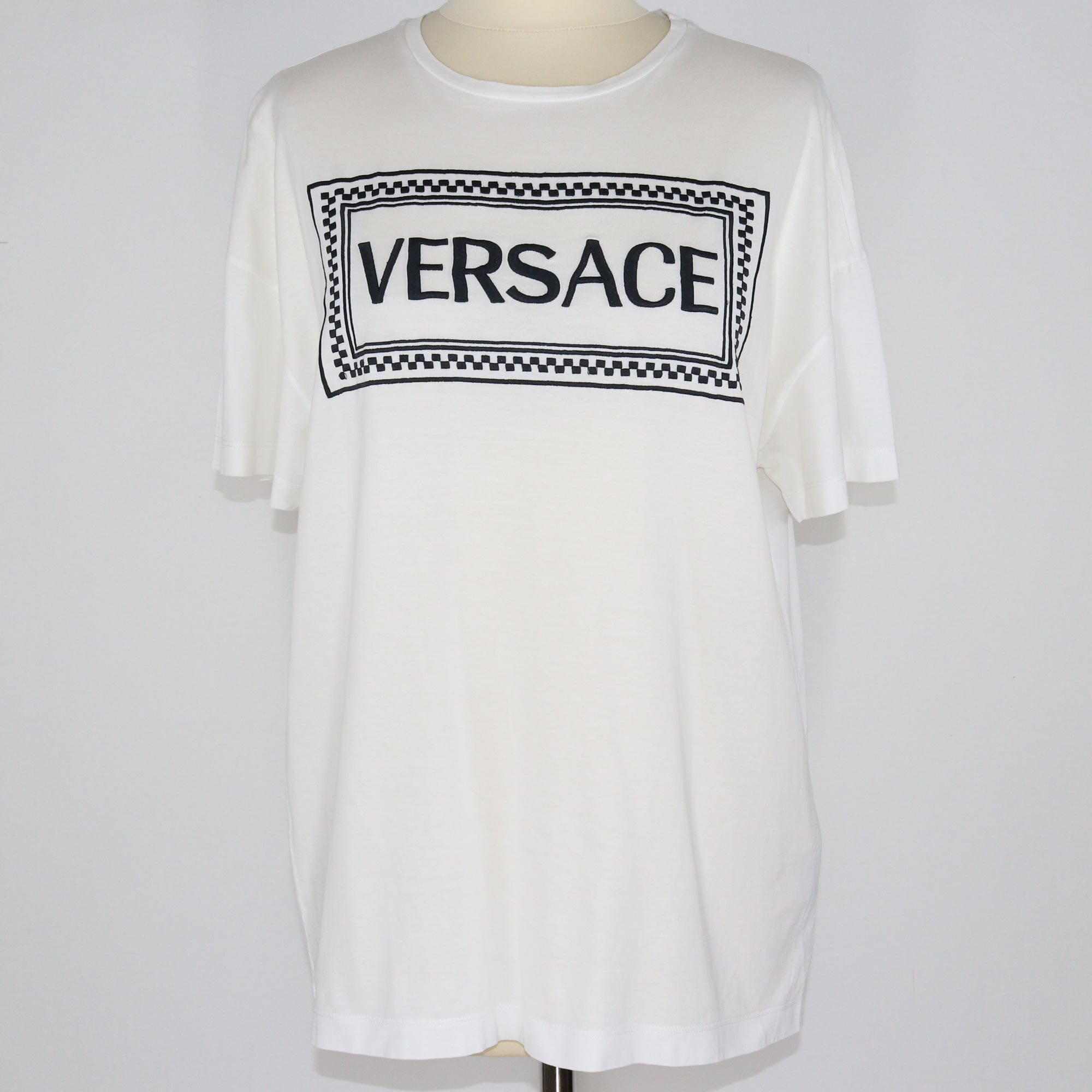 White Embroidered Logo T-Shirt Clothing Versace 