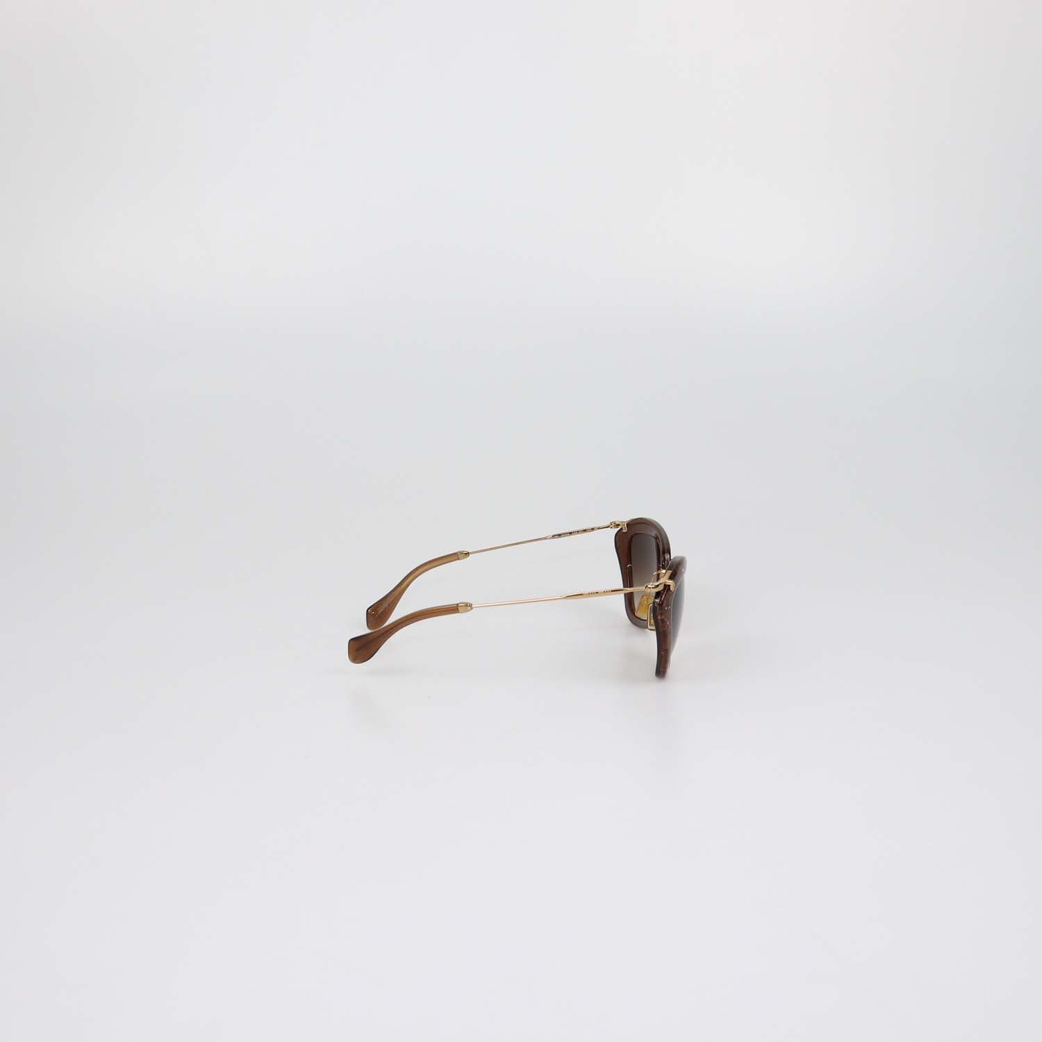 Miu Miu Brown Gradient Glitter Frame Butterfly Sunglasses