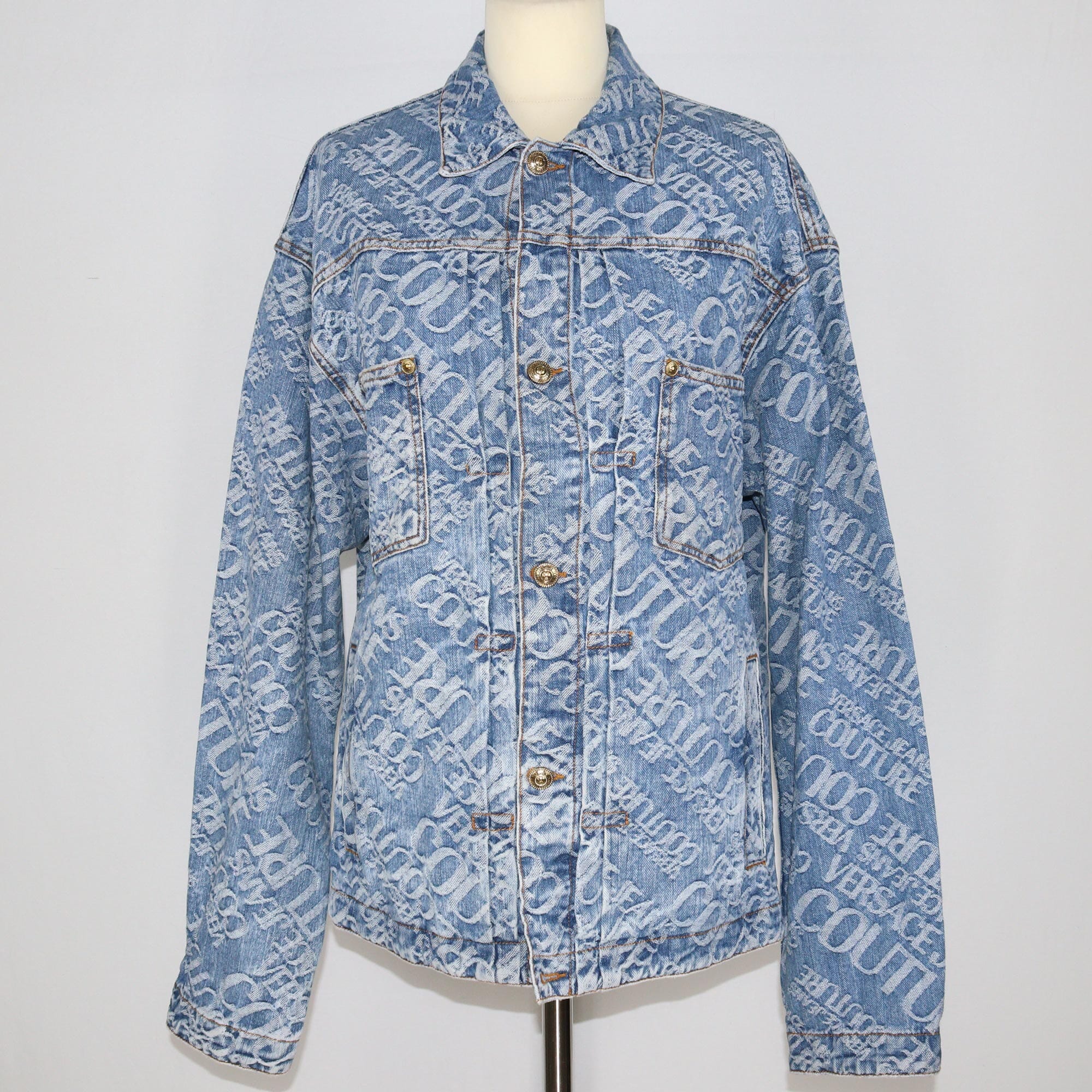 Versace Jeans Couture Blue Logo Embroidered Denim Jacket Clothing Versace Jeans Couture 