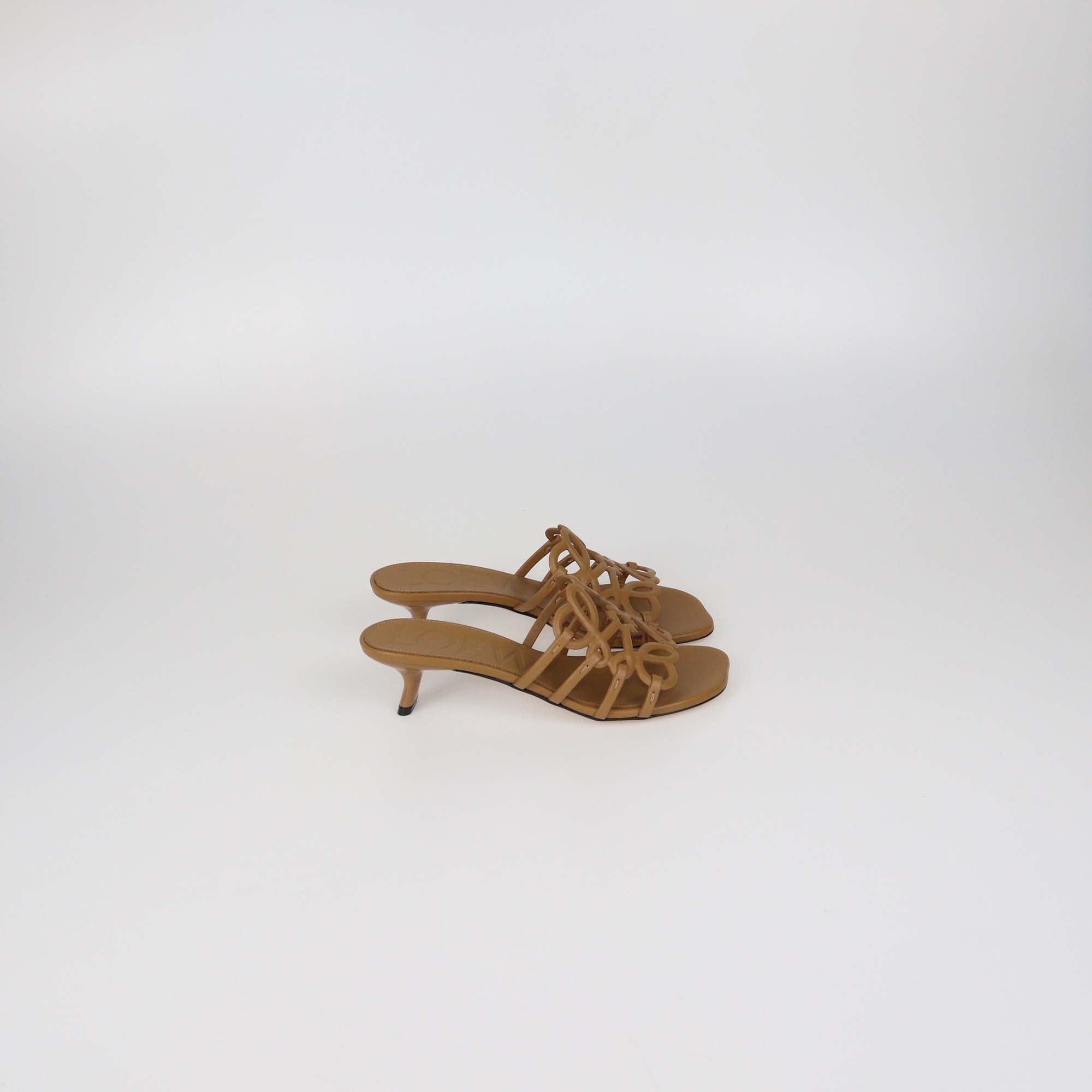 Loewe Camel Leather Petal Anagram Sandals