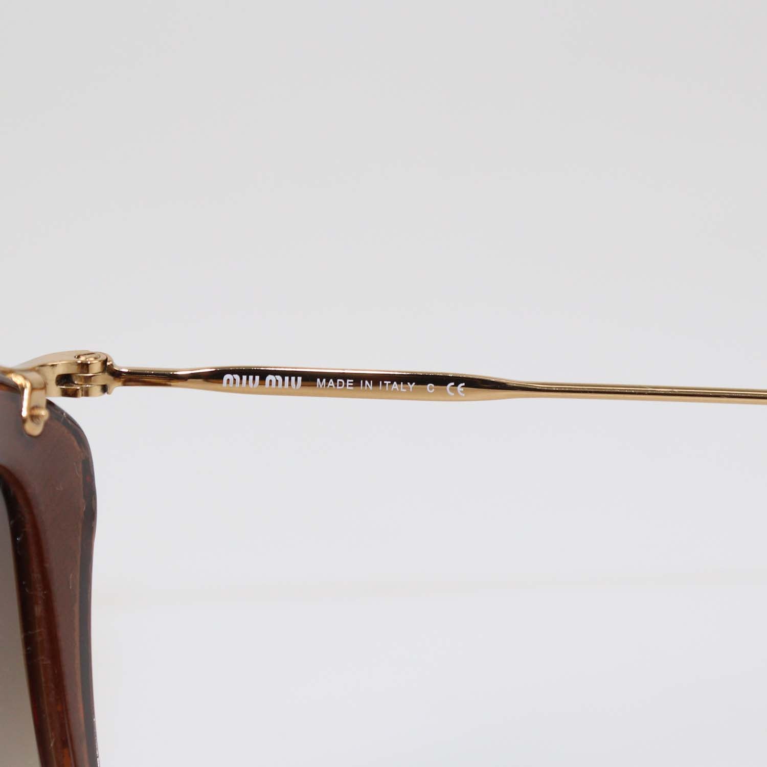 Miu Miu Brown Gradient Glitter Frame Butterfly Sunglasses