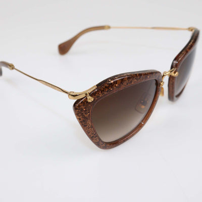 Miu Miu Brown Gradient Glitter Frame Butterfly Sunglasses