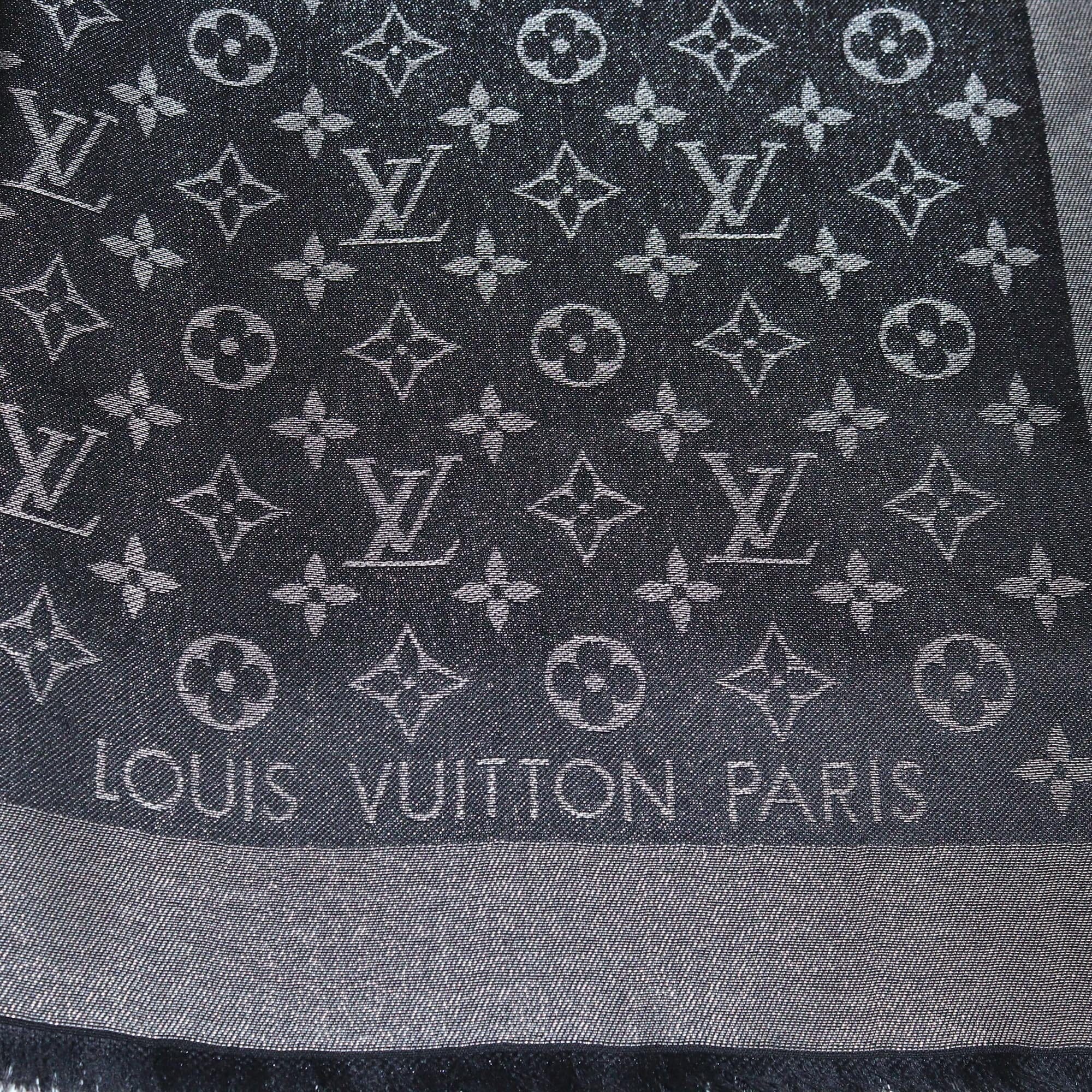 Louis Vuitton Black/Metallic Grey Monogram Square Shawl Womens Louis Vuitton 