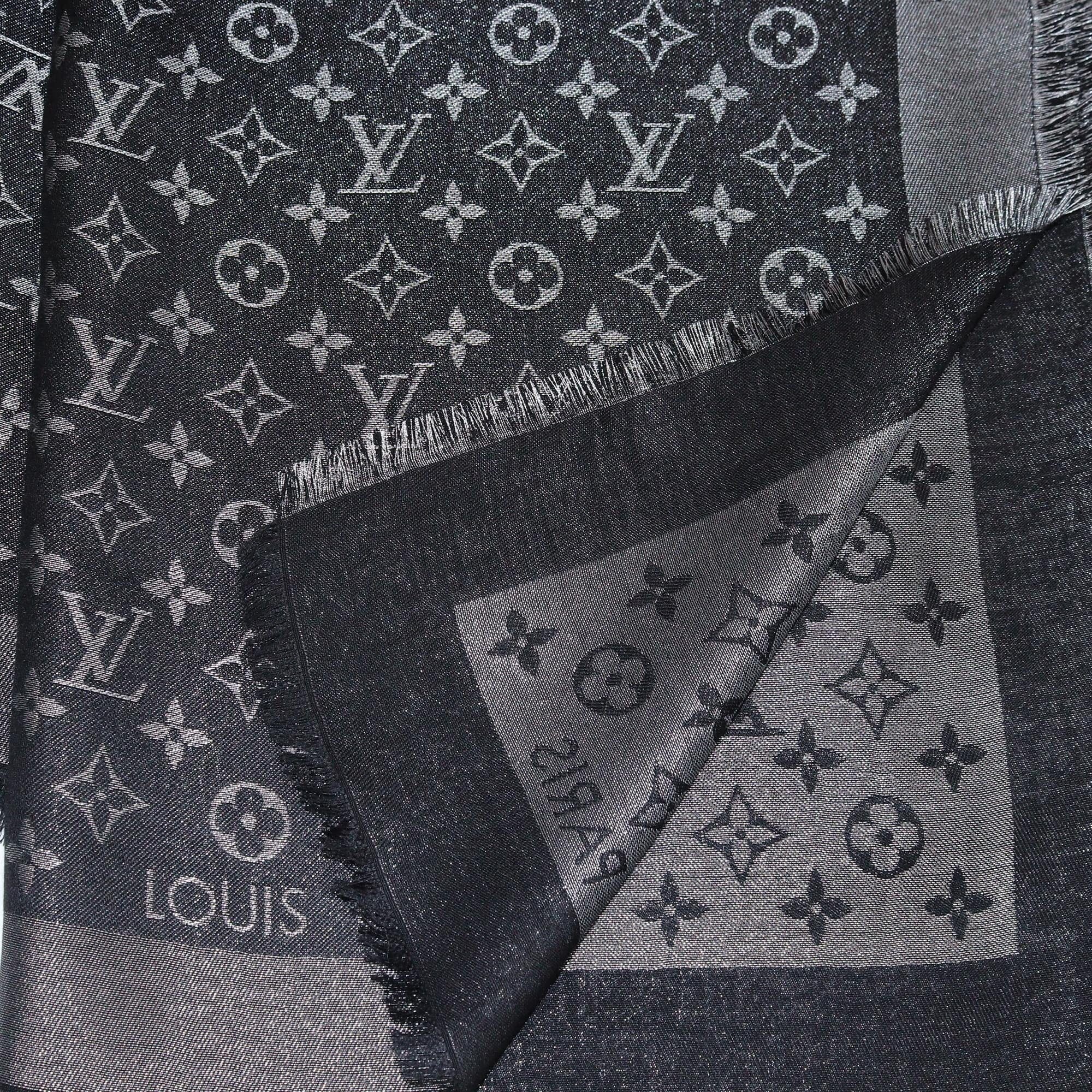 Louis Vuitton Black/Metallic Grey Monogram Square Shawl Womens Louis Vuitton 