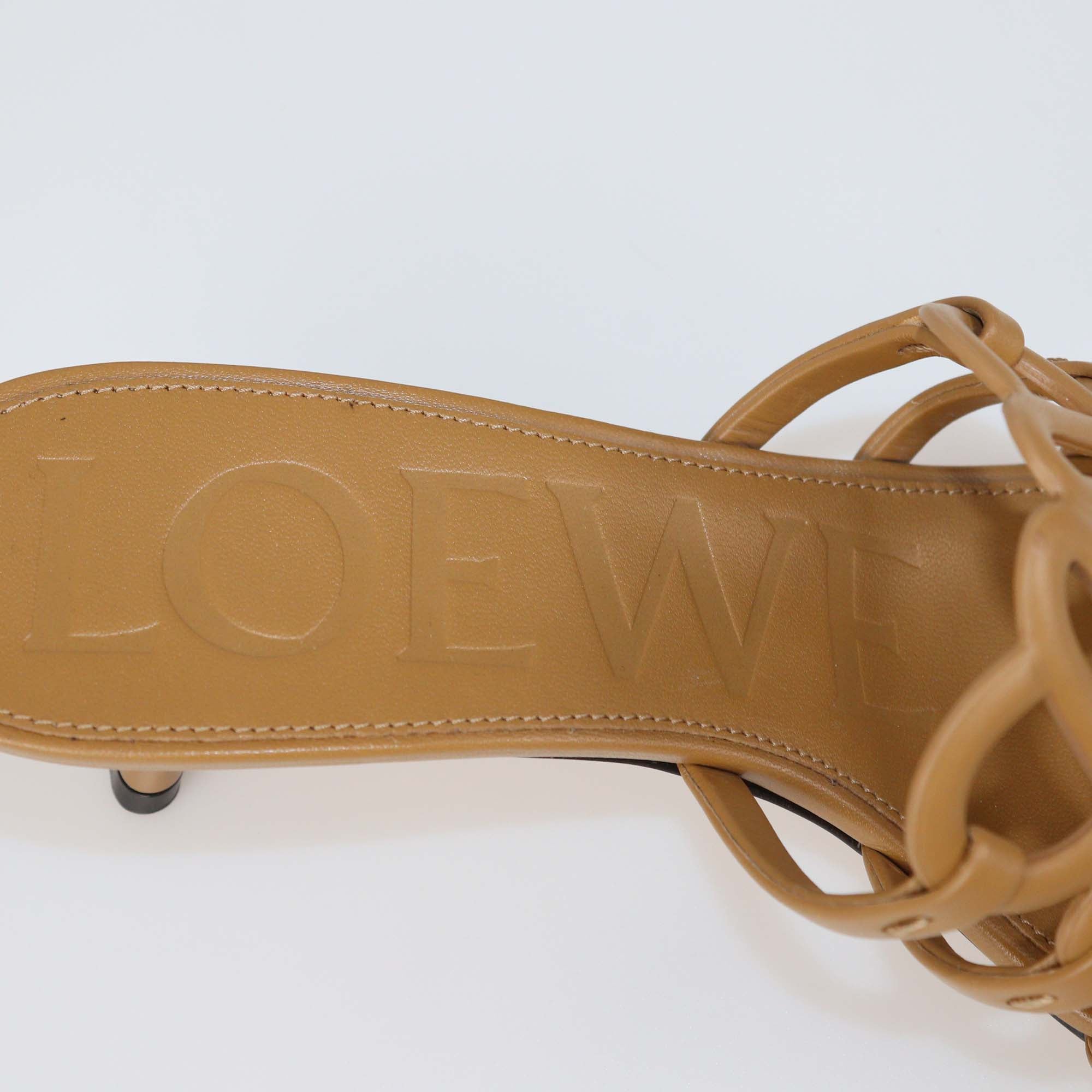 Loewe Camel Leather Petal Anagram Sandals