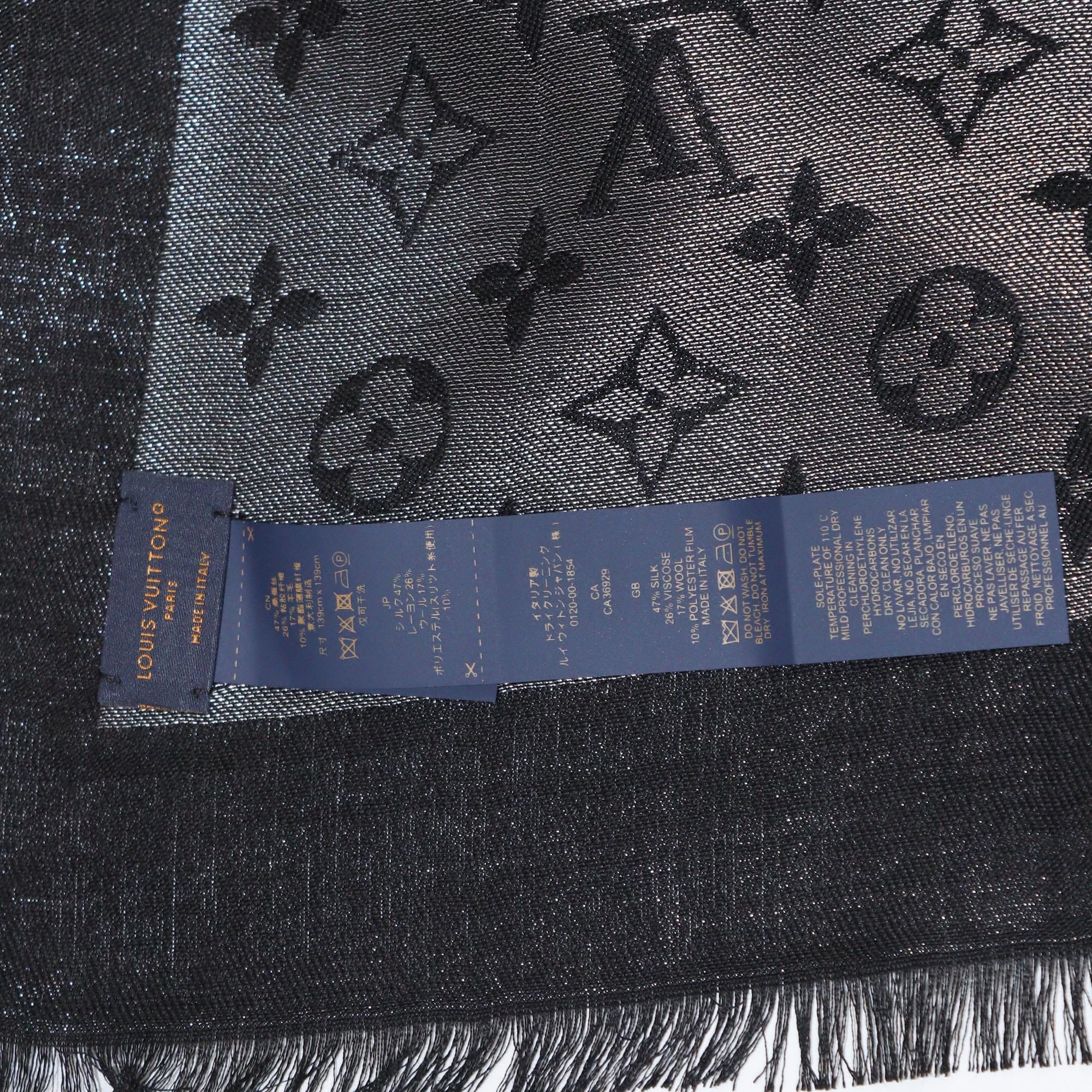 Louis Vuitton Black/Metallic Grey Monogram Square Shawl Womens Louis Vuitton 