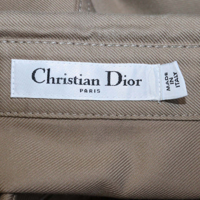 Christian Dior Brown Blend Cotton Pleated Belted Midi Dress