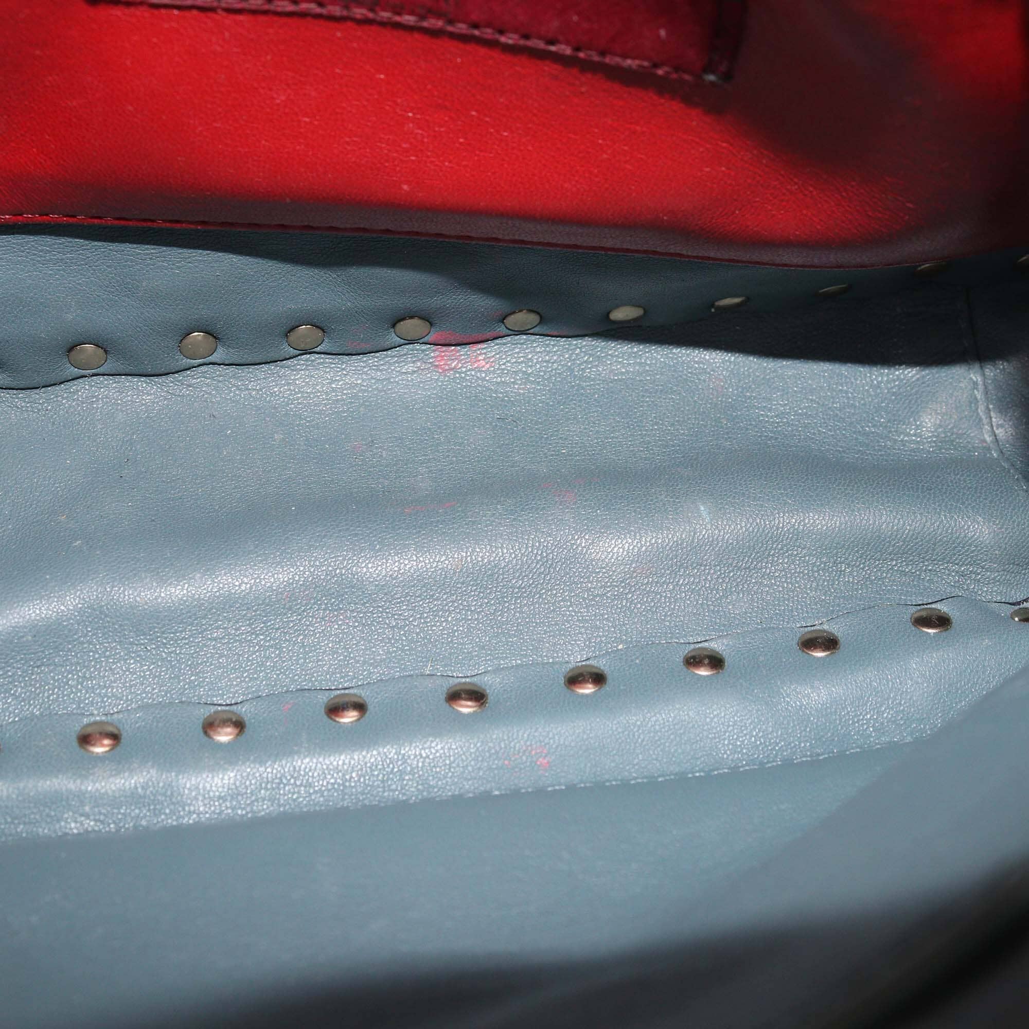 Valentino Sand Blue Quilted Medium Rockstud Spiked Top Handle Bag Womens Valentino 