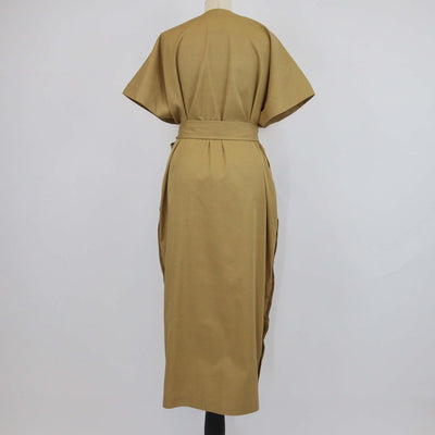 Sa Su Phi Khaki Cotton Button Up Belted Maxi Dress