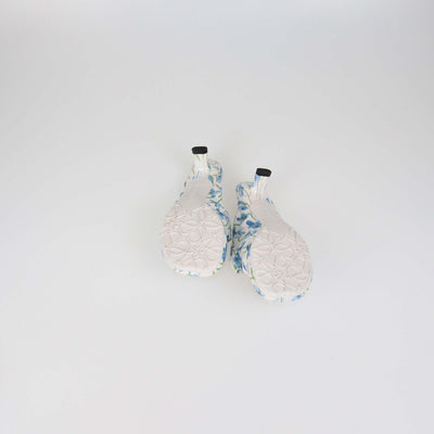 Loewe White/Blue Floral Printed Leather Pebble Soft 45 Mules