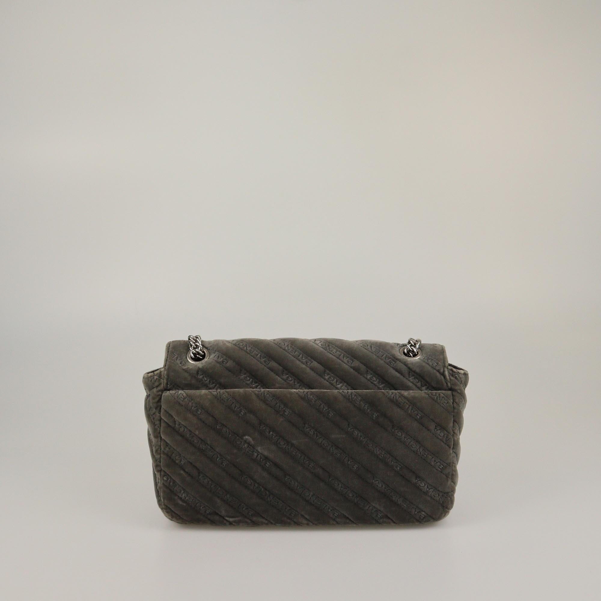 Balenciaga Grey Embossed Medium BB Round Shoulder Bag Womens Balenciaga 