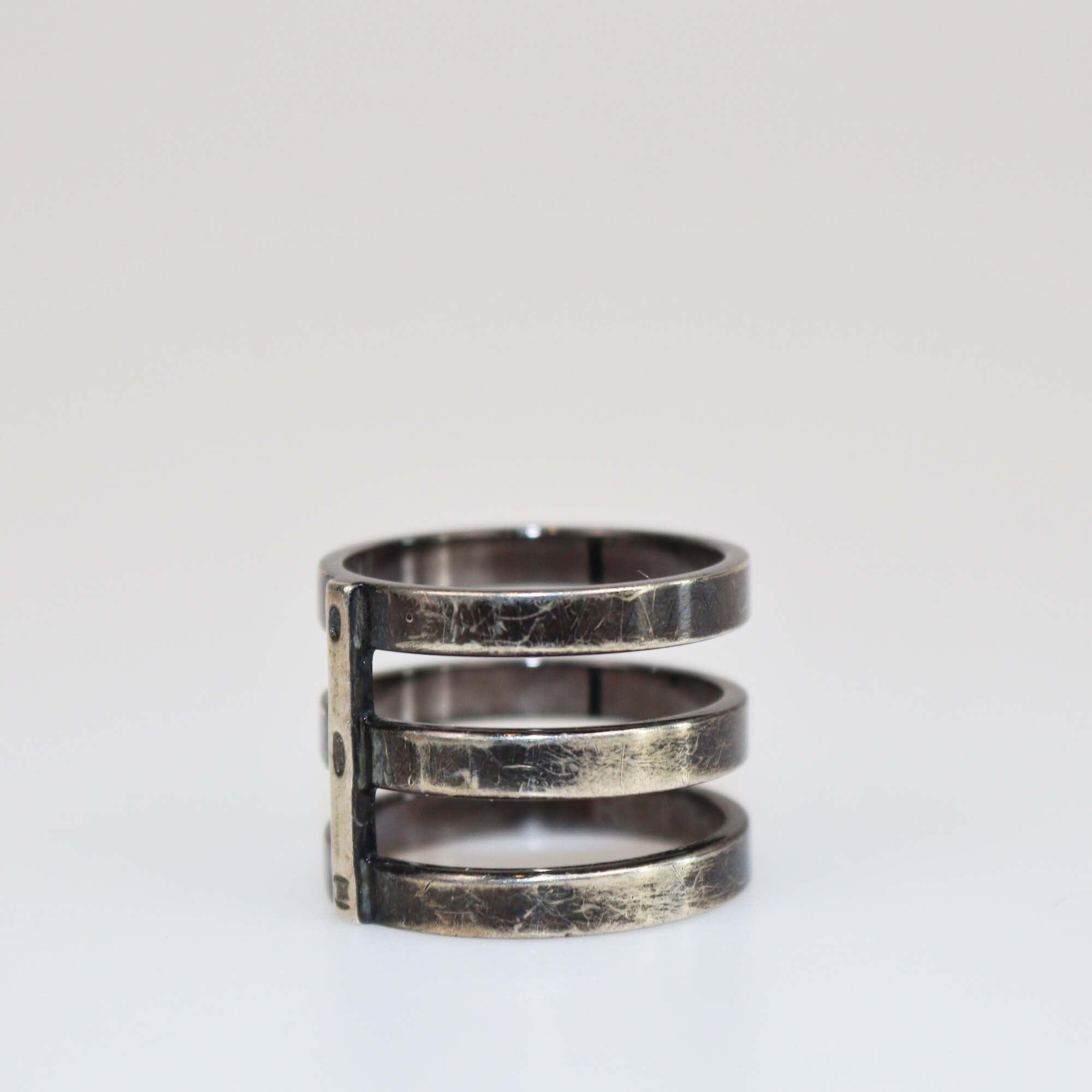 Repossi Sterling Silver Berbere Module 3 Row Band Ring Size 53/ US 6 1/4 Womens Repossi 