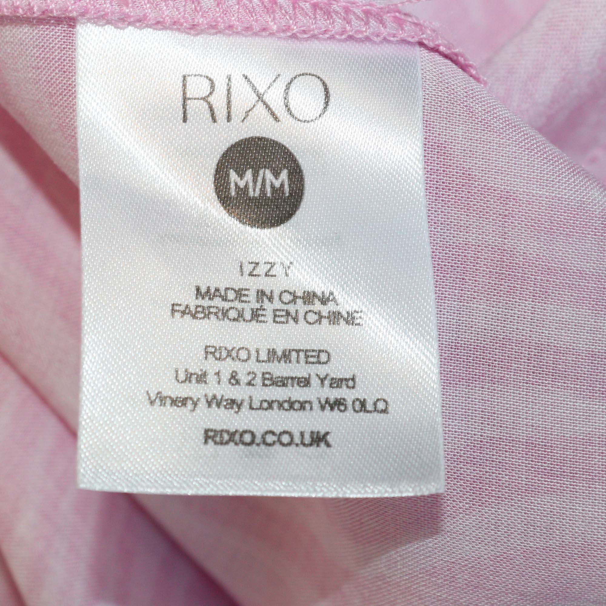 Rixo Pink Viscose Marble Effect Pleated Izzy Shirt Dress