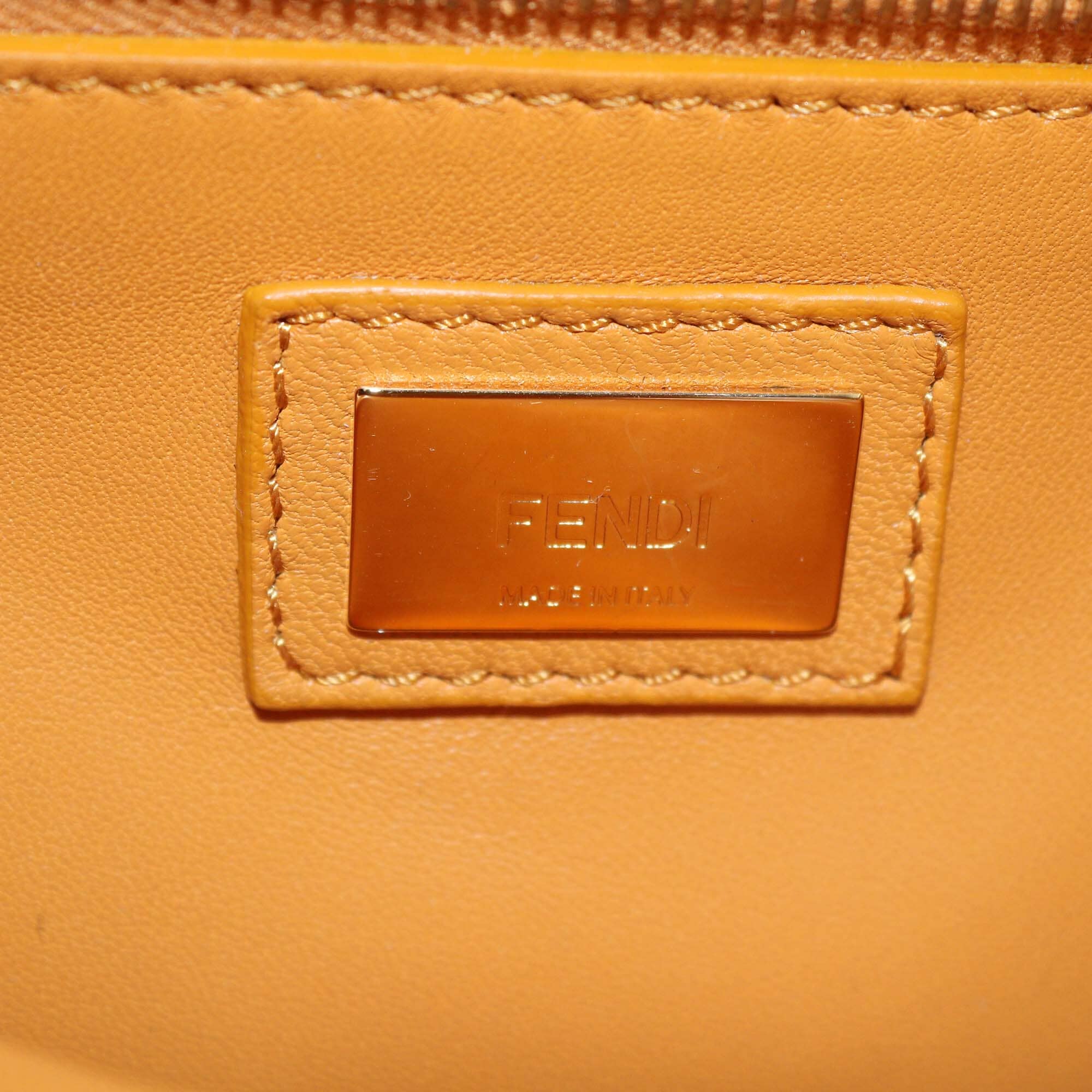 Fendi Mustard Yellow Leather Mini Peekaboo Top Handle Bag w/Fendi Defender Cover and Bandeau Womens Fendi 