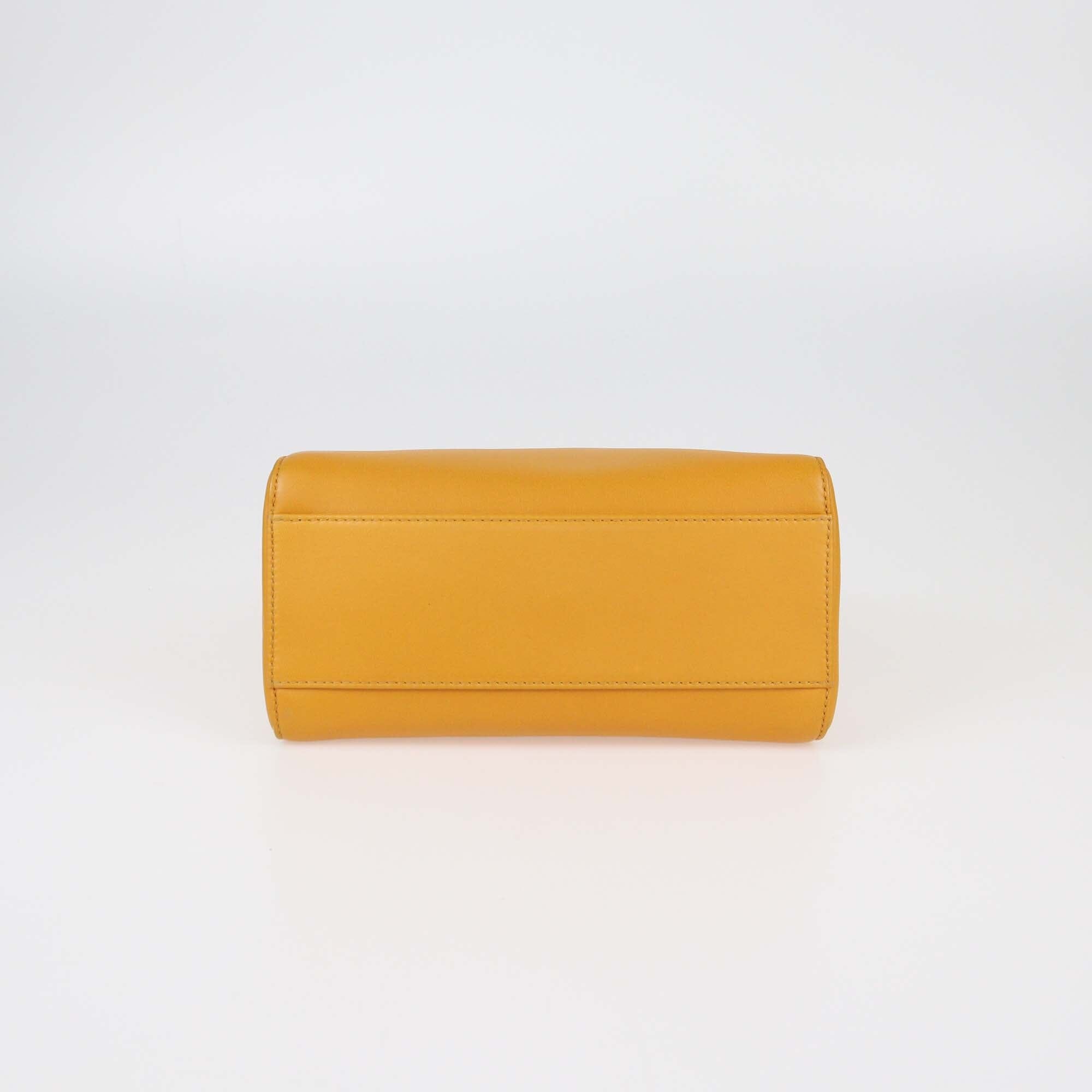 Fendi Mustard Yellow Leather Mini Peekaboo Top Handle Bag w/Fendi Defender Cover and Bandeau Womens Fendi 