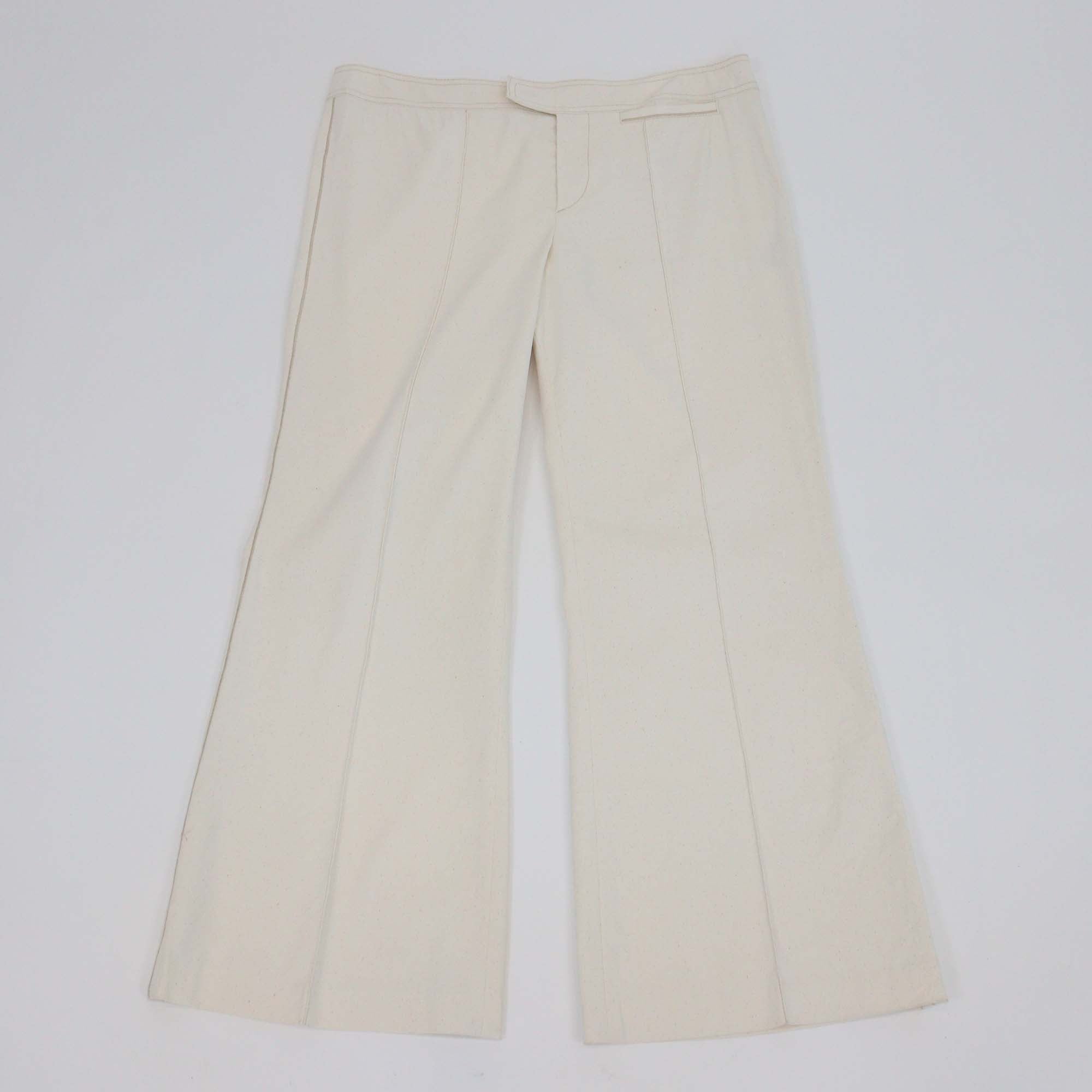 Isabel Marant Cream Blend Cotton Wide Leg Pants