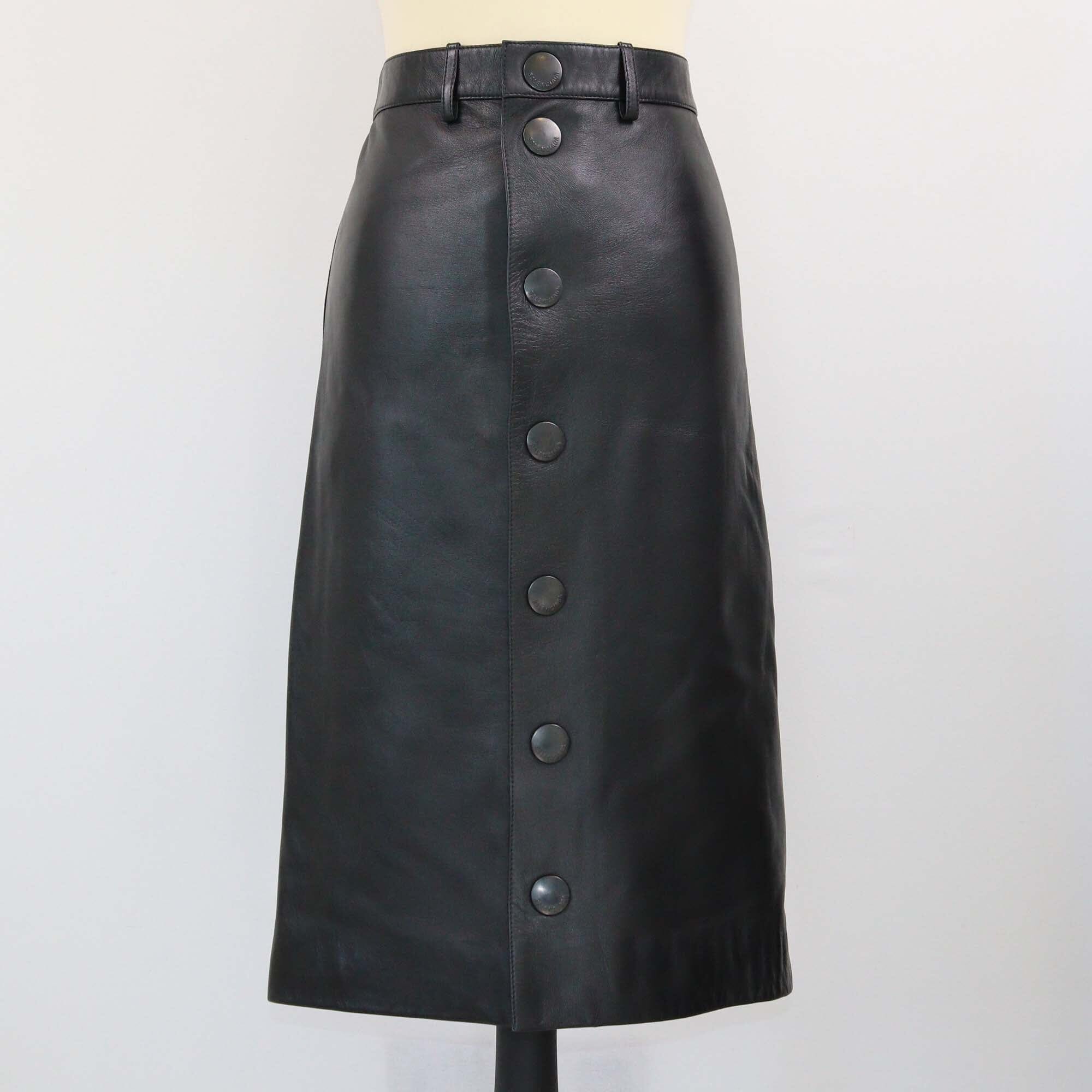 Balenciaga Black Button Front Midi Skirt Womens Balenciaga 