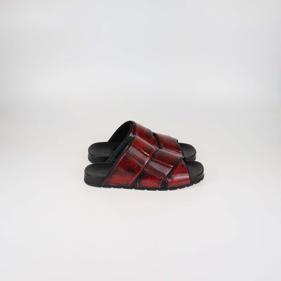 Bottega Veneta Red/Black Patent Leather Bridge Sandals