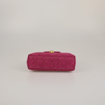 Chanel Fuchsia Quilted Denim Mini Kelly Shopping Bag Womens Chanel 