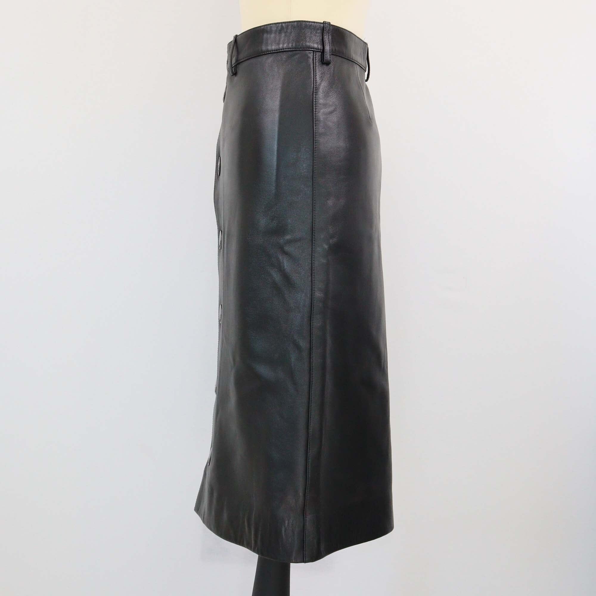 Balenciaga Black Button Front Midi Skirt Womens Balenciaga 