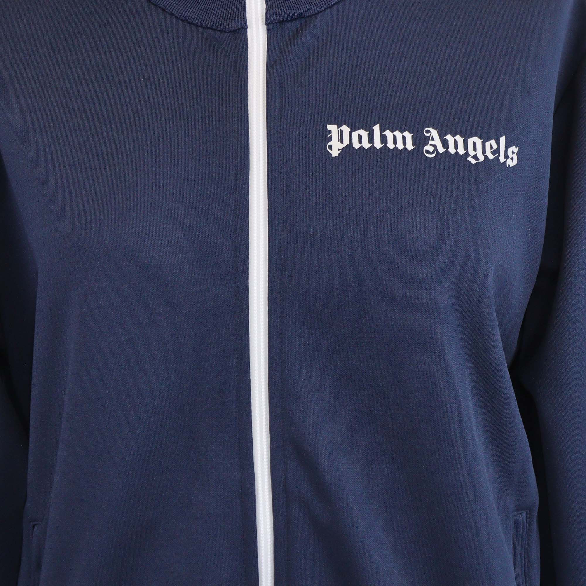 Palm Angels Navy Blue/Beige Nylon Classic Logo Track Jacket