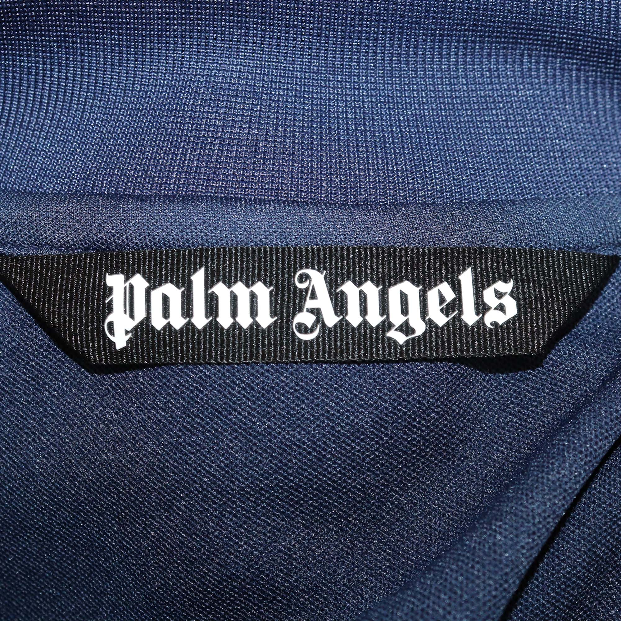 Palm Angels Navy Blue/Beige Nylon Classic Logo Track Jacket