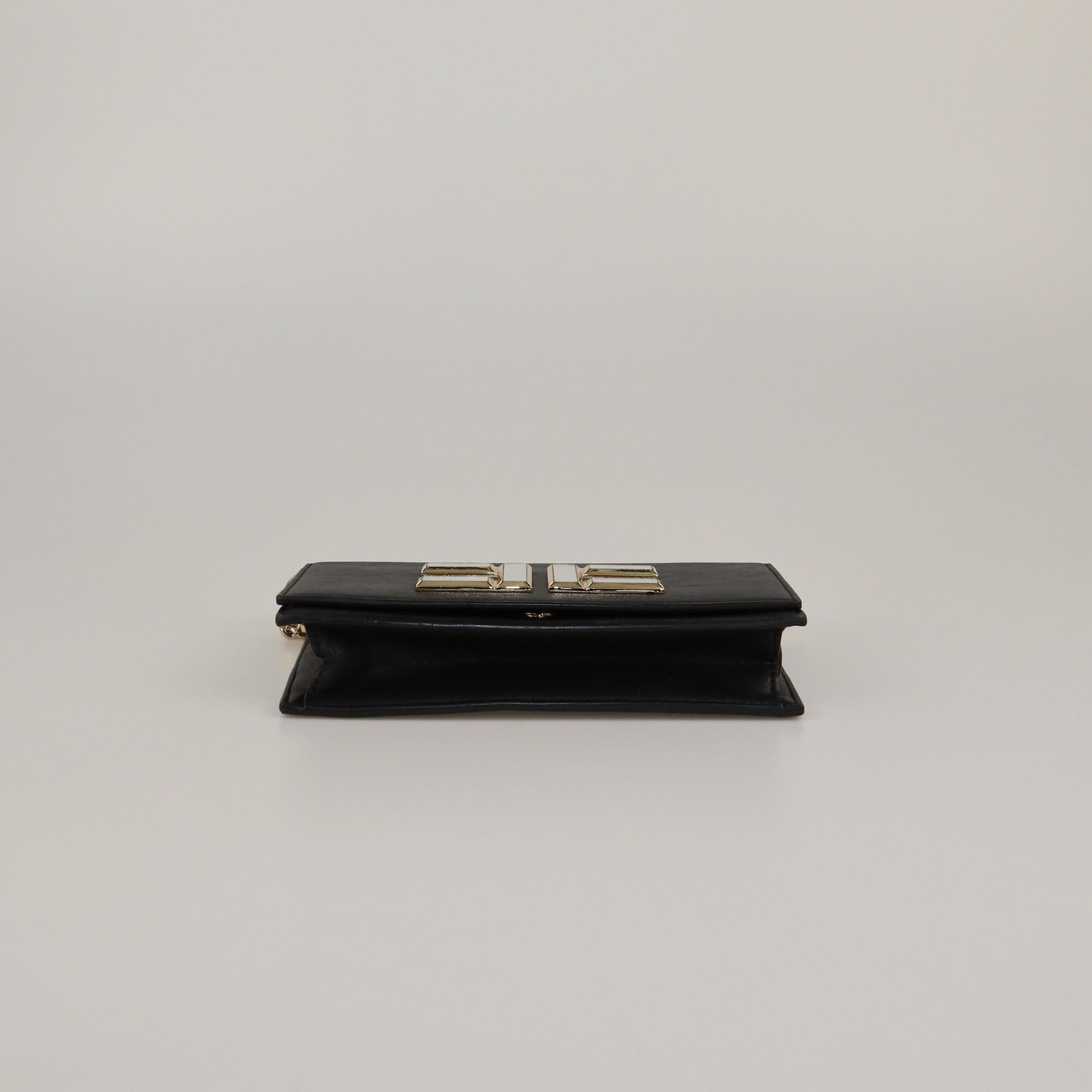 Elisabetta Franchi Black Mirror Logo Chain Shoulder Bag Womens Elisabetta Franchi 