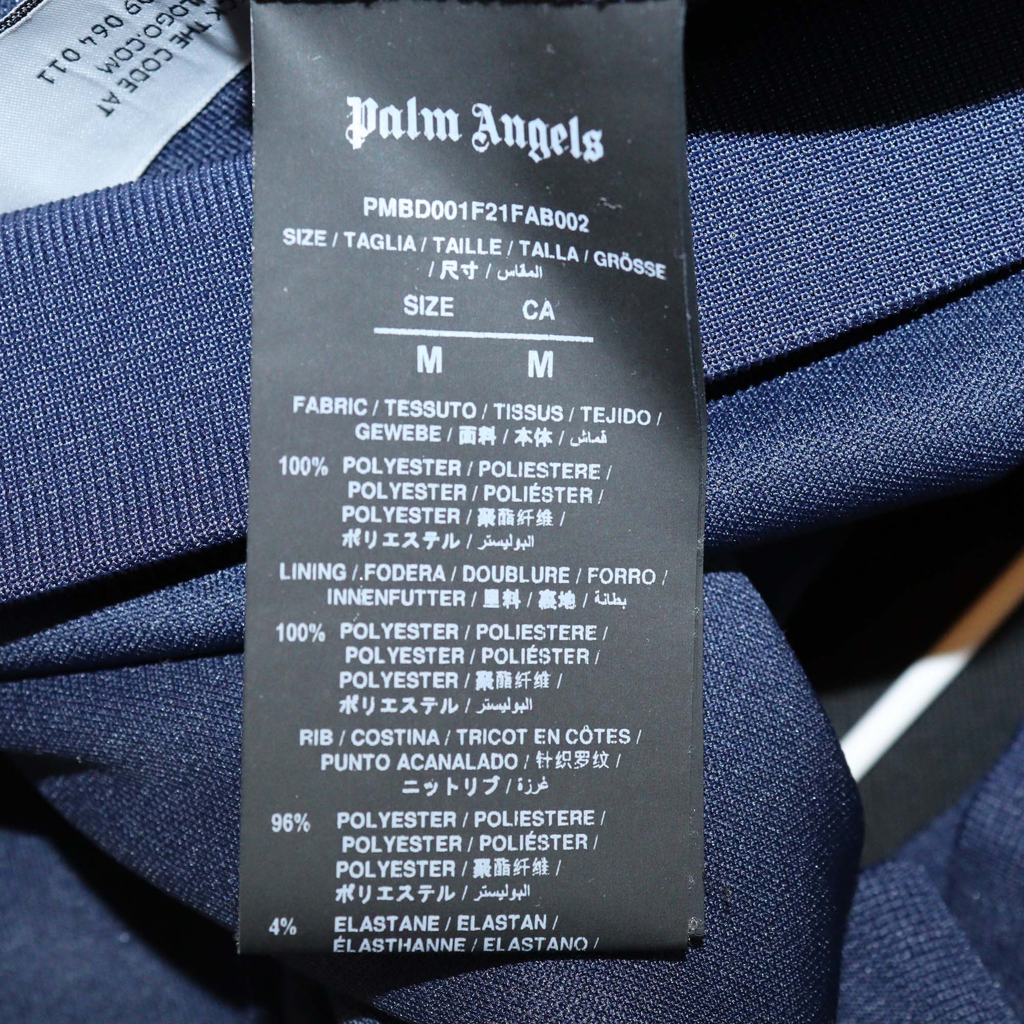 Palm Angels Navy Blue/Beige Nylon Classic Logo Track Jacket