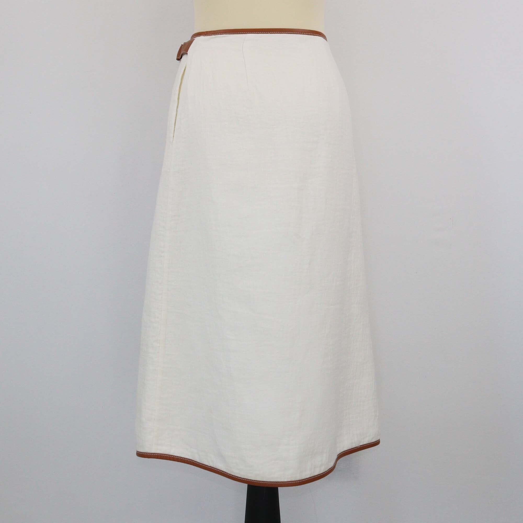 Loewe Off White/Beige Striped Wrap Midi Skirt Womens Loewe 