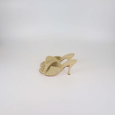 Bottega Veneta Natural Raffia Mid Heel Blink Mules