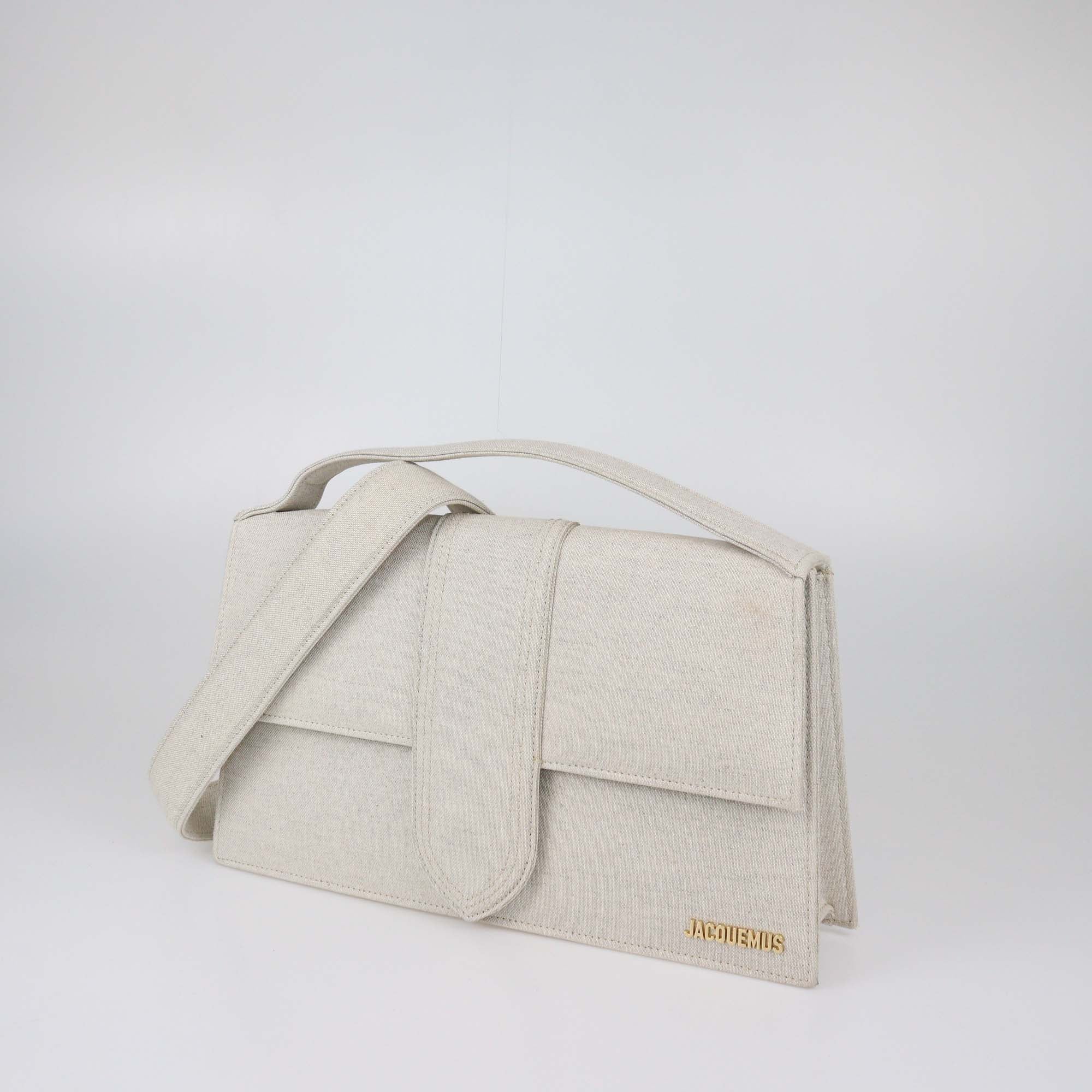 Jacquemus Beige Canvas Le Bambinou Top Handle Bag