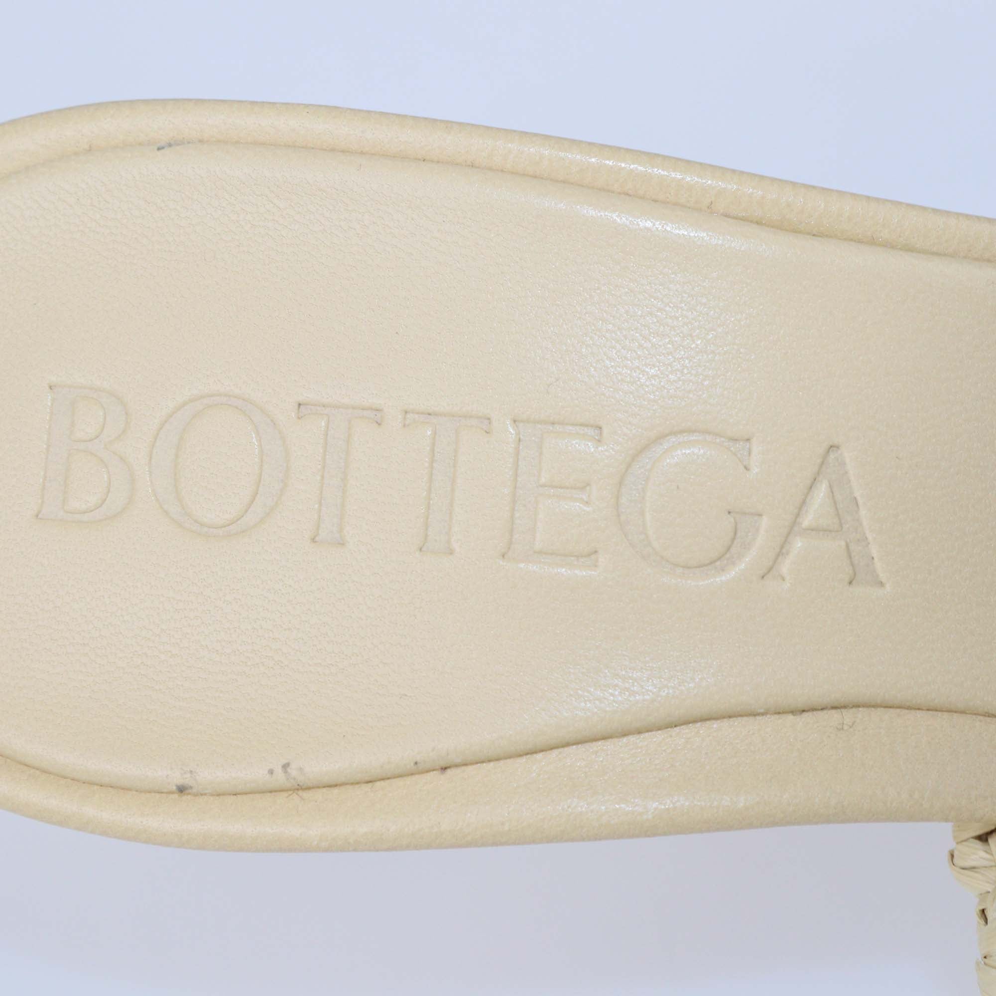 Bottega Veneta Natural Raffia Mid Heel Blink Mules