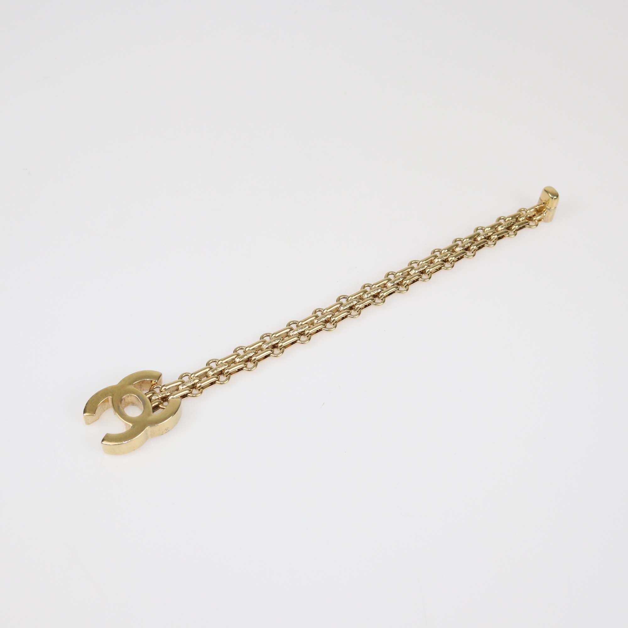 Chanel Gold Tone CC Turnlock Chain Link Bracelet Womens Chanel 