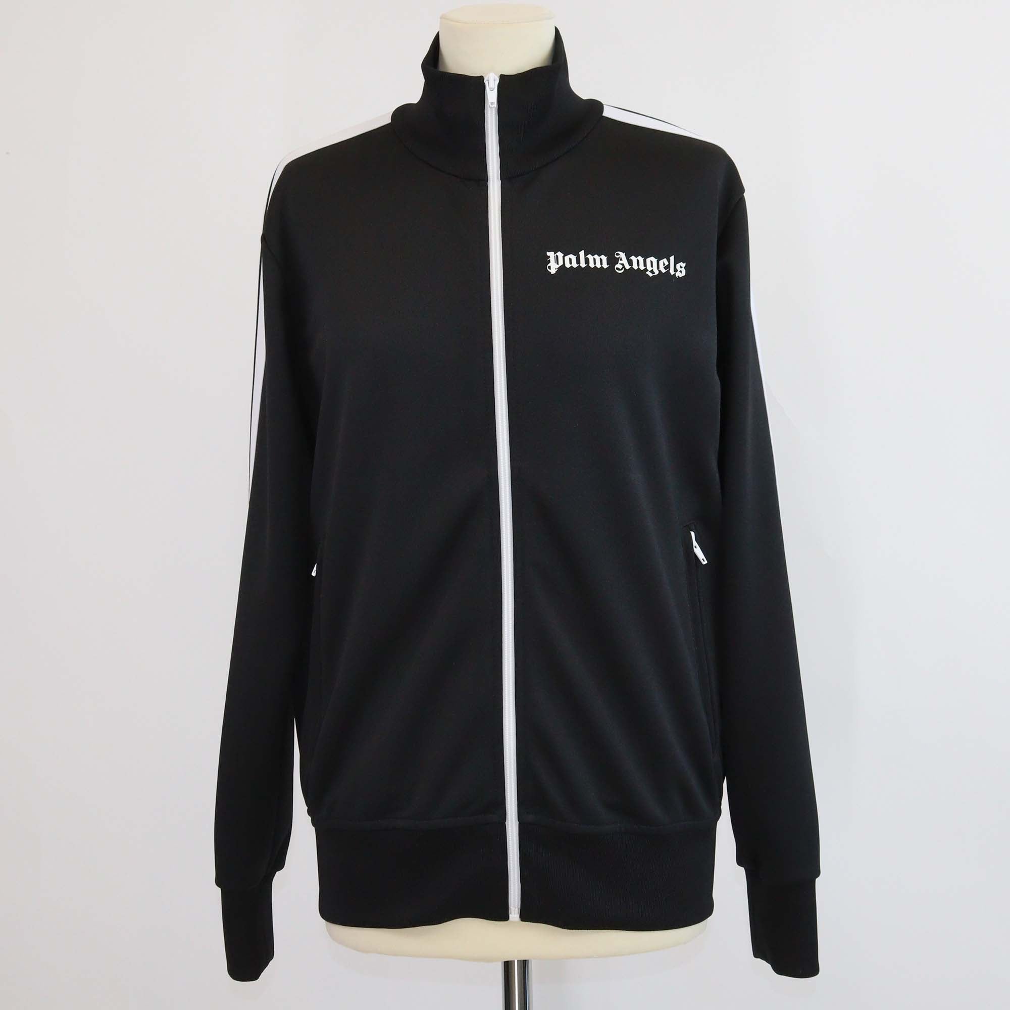 Palm Angels Black/White Nylon Classic Logo Track Jacket