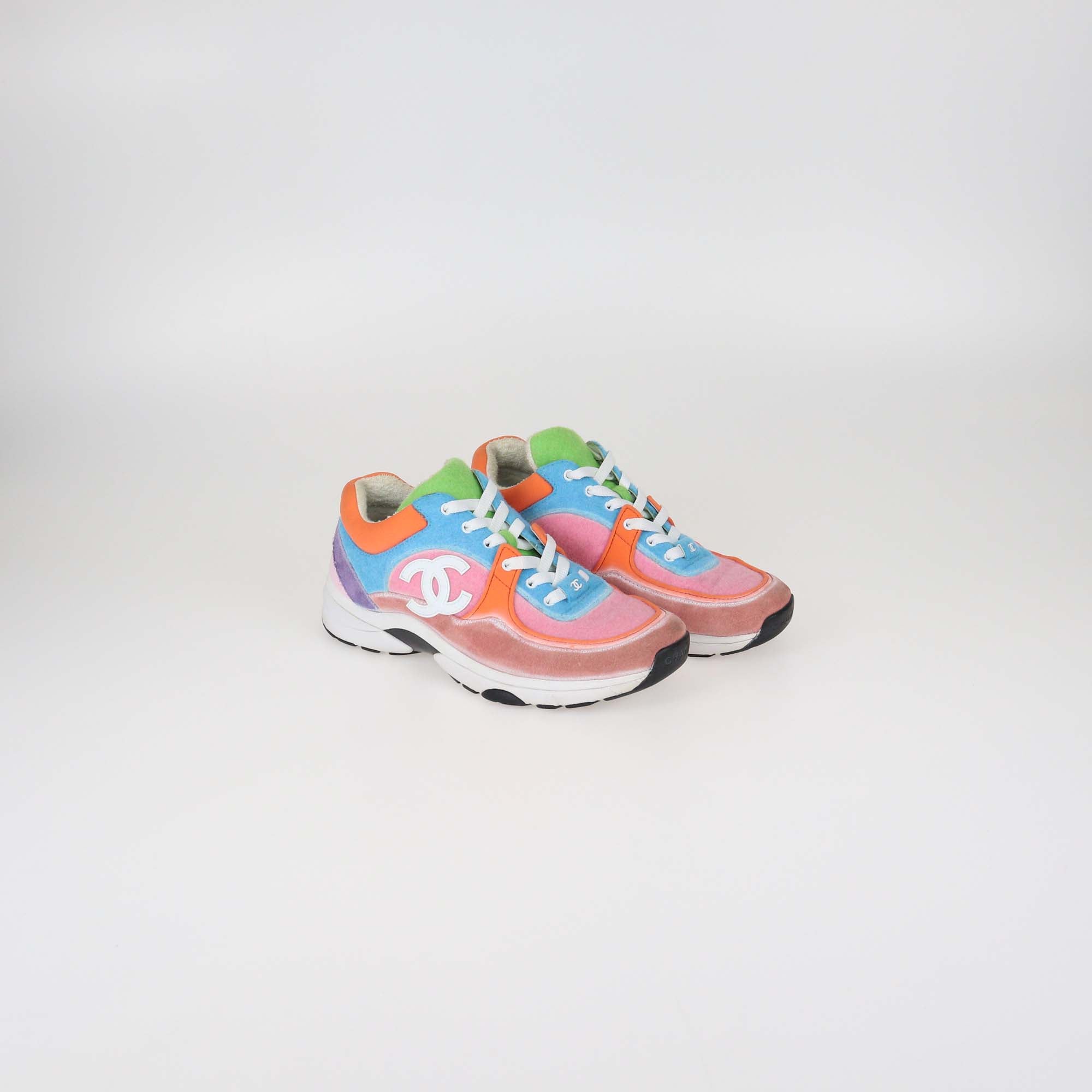Chanel Multicolor Felt and Suede Trainer Low Top Sneaker