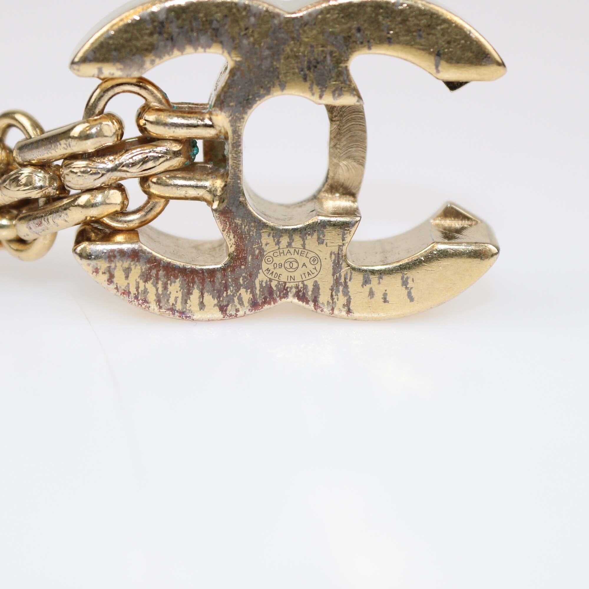 Chanel Gold Tone CC Turnlock Chain Link Bracelet Womens Chanel 