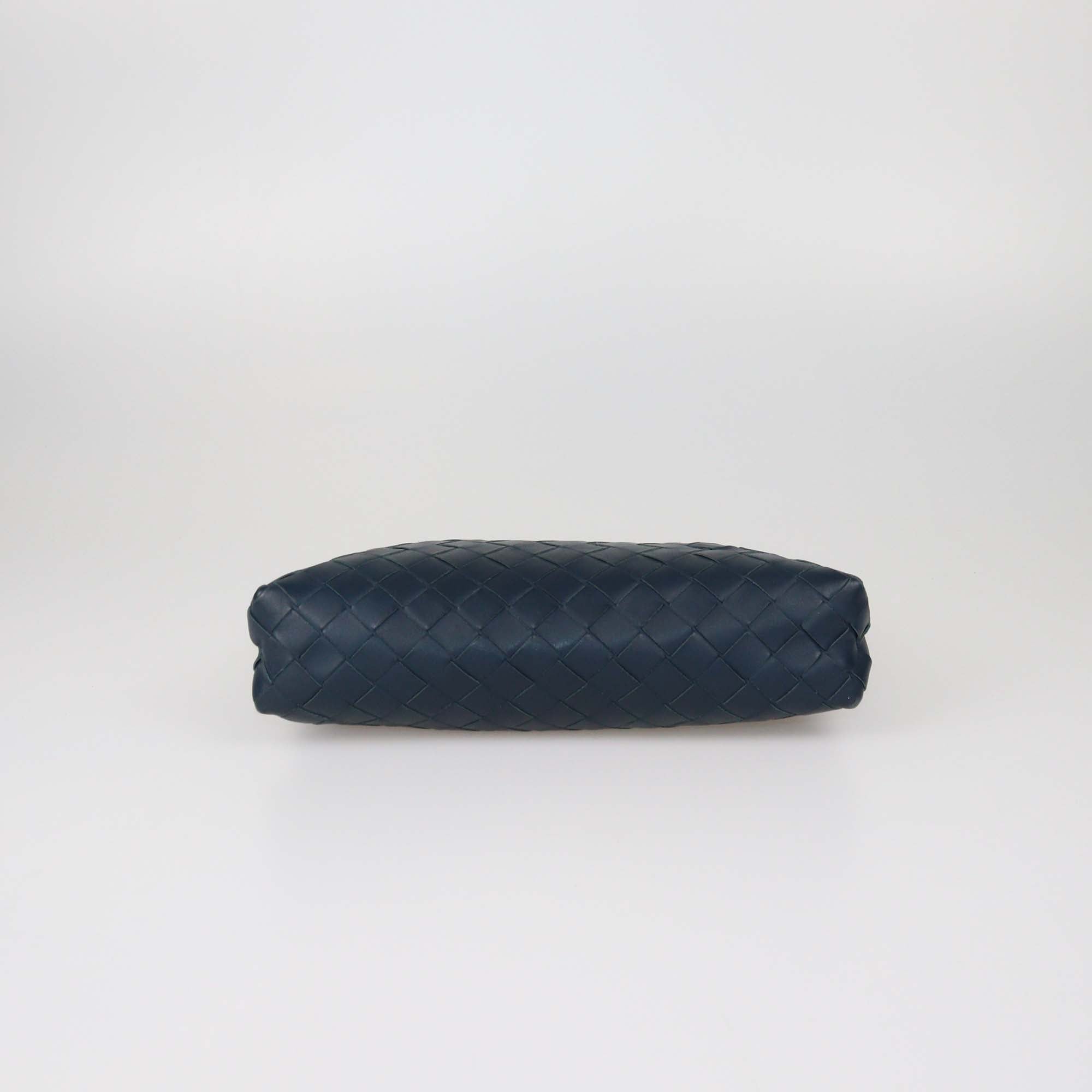 Bottega Veneta Dark Teal Blue Intrecciato Leather Prism Pouch