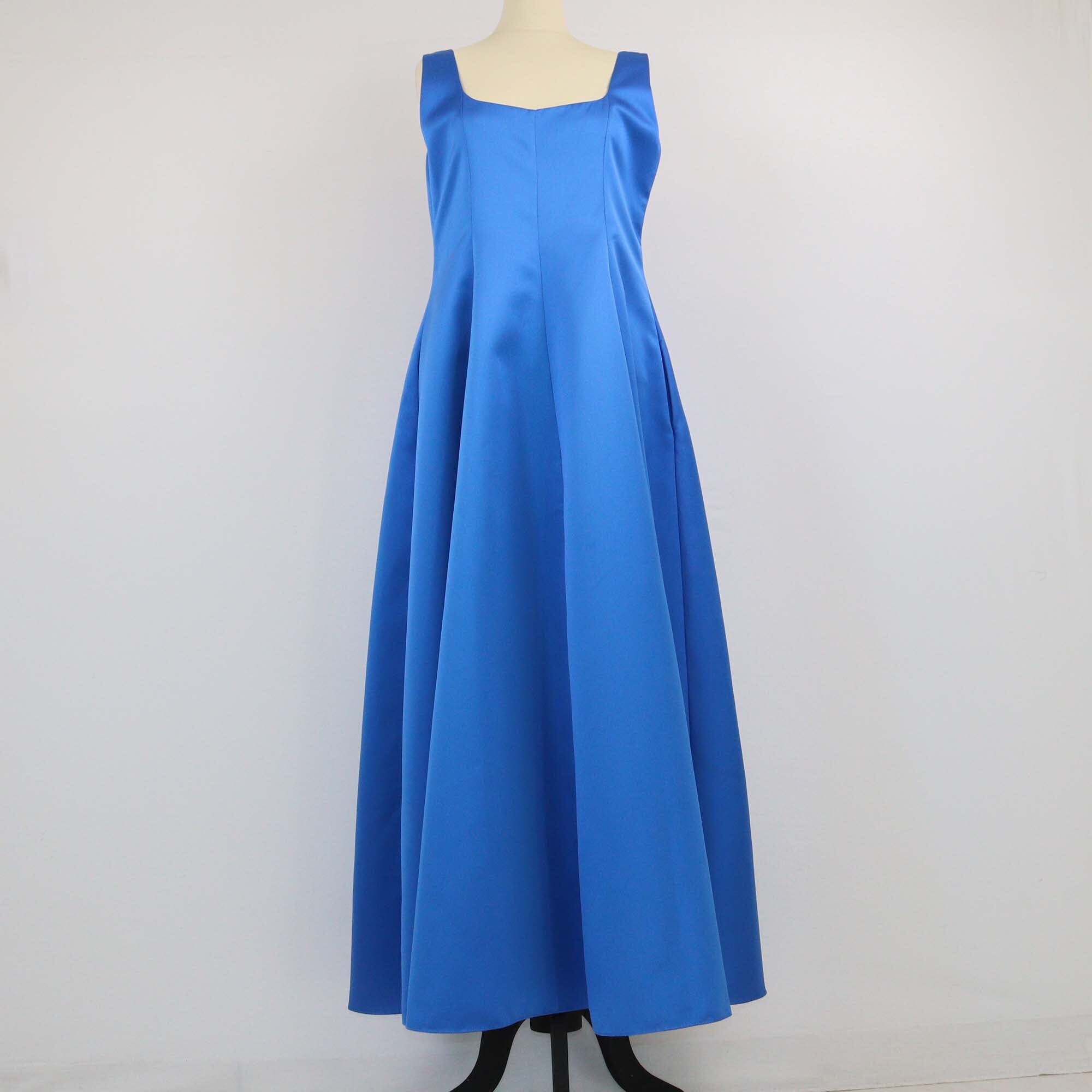 CH Carolina Herrera Blue Pleated Sleeveless Maxi Dress Womens CH Carolina Herrera 