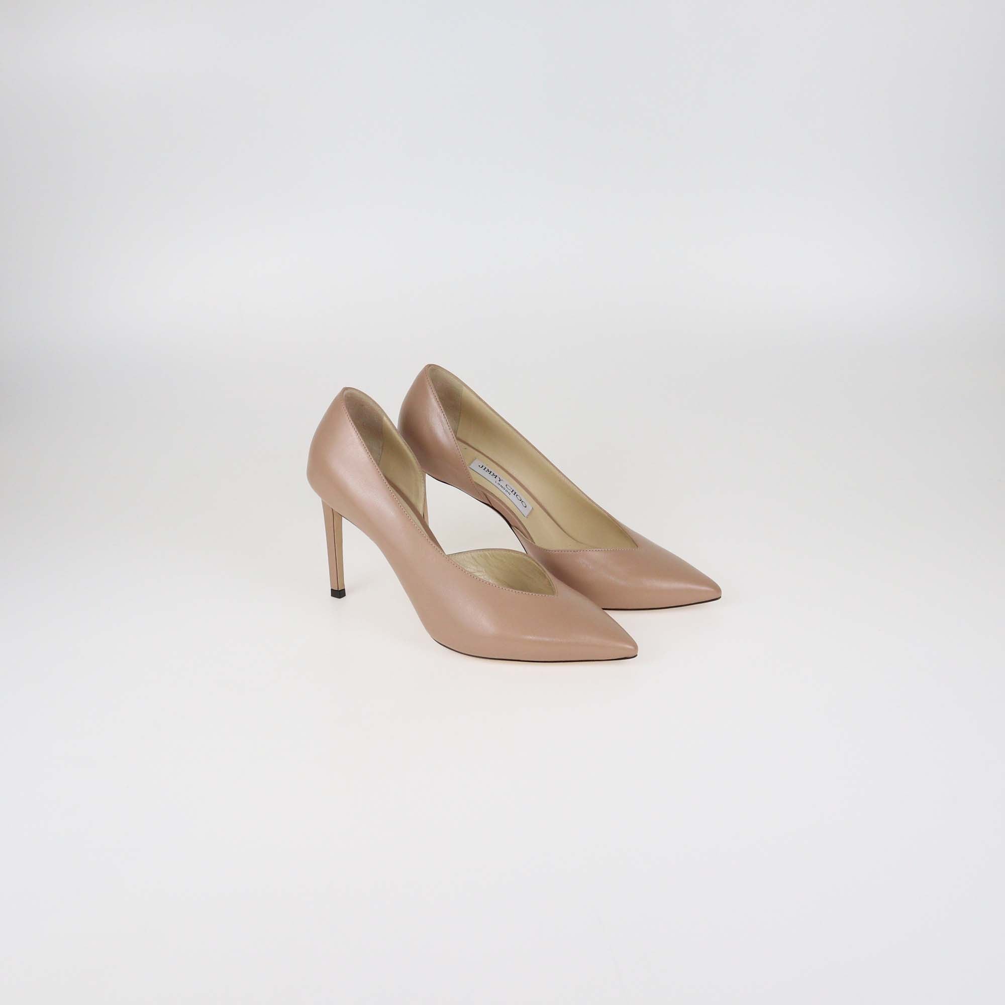 Jimmy Choo Beige Leather Sophia D'Orsay Pumps