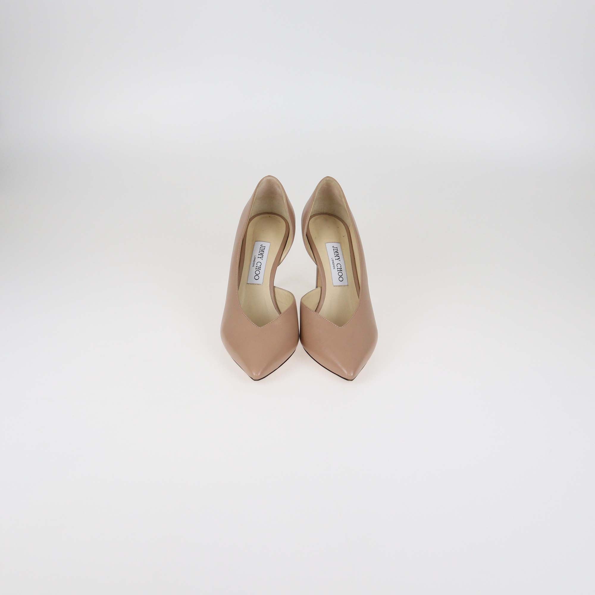 Jimmy Choo Beige Leather Sophia D'Orsay Pumps
