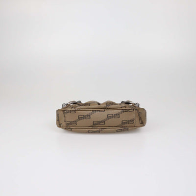 Balenciaga Brown BB Coated Canvas Mini Le Cagole Crossbody Bag