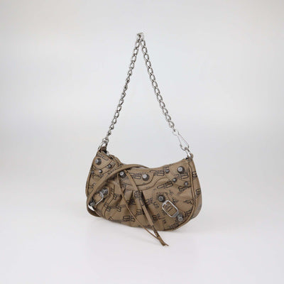 Balenciaga Brown BB Coated Canvas Mini Le Cagole Crossbody Bag