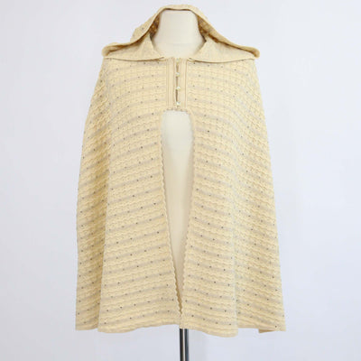 Sandro Gold Rhinestone Strass Knit Hooded Cape