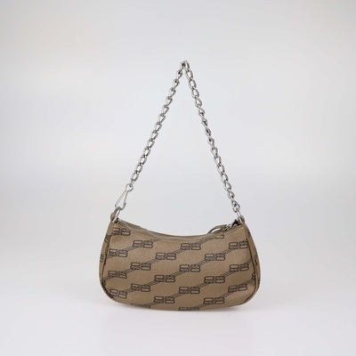 Balenciaga Brown BB Coated Canvas Mini Le Cagole Crossbody Bag