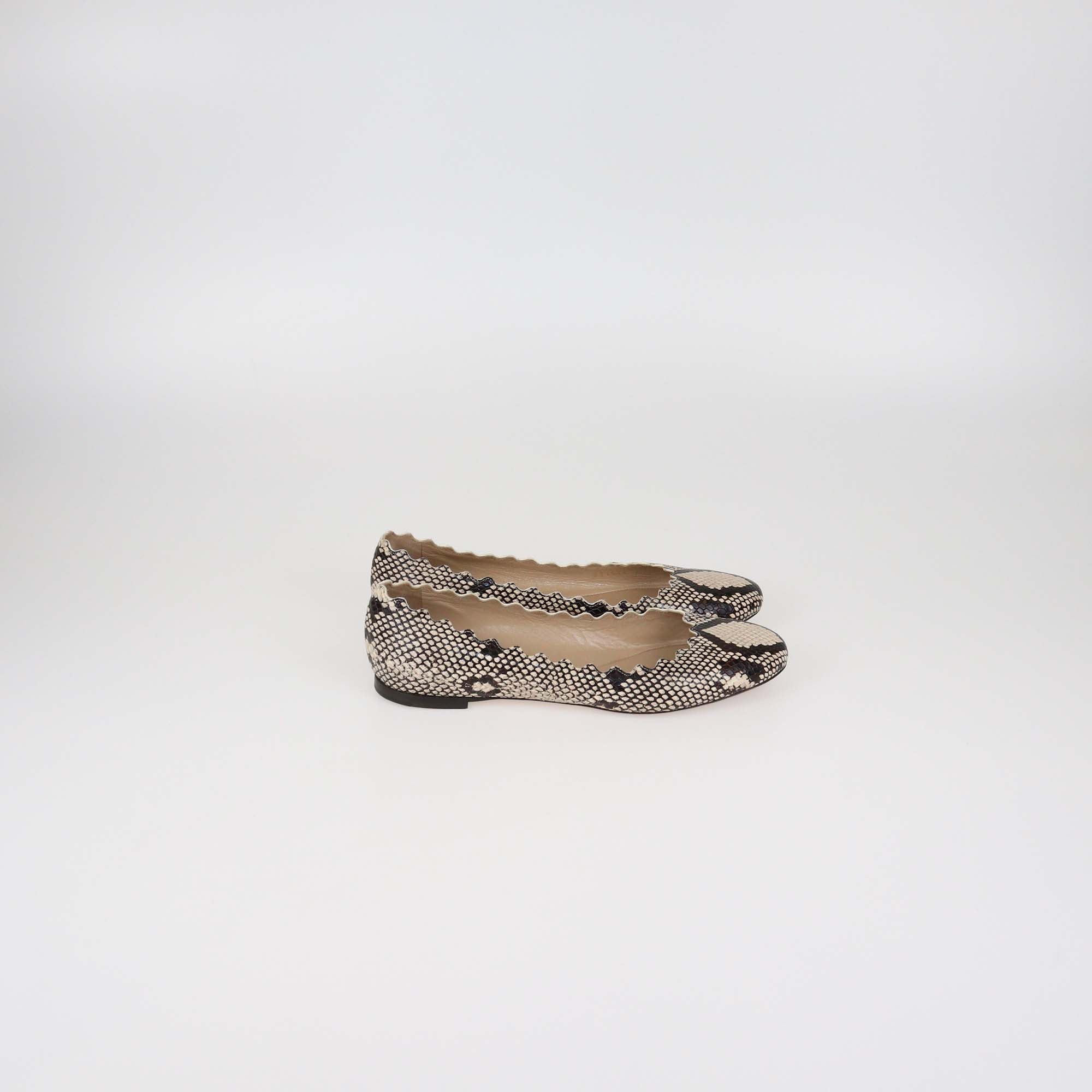 Chloe Two Tone Python Embossed Leather Lauren Ballet Flats