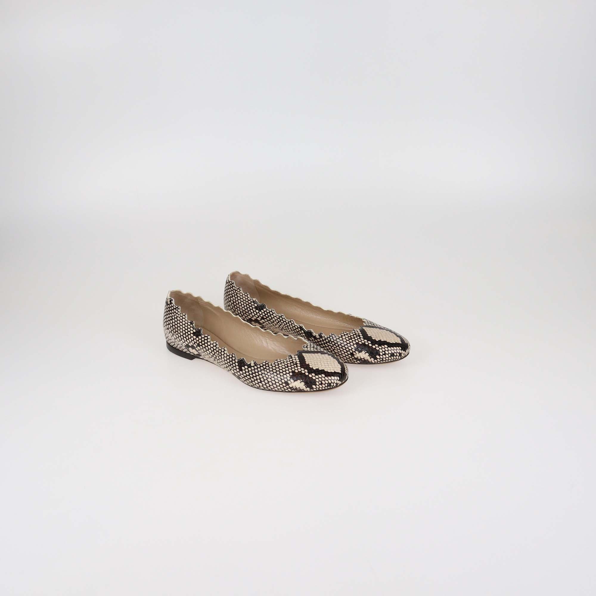 Chloe Two Tone Python Embossed Leather Lauren Ballet Flats