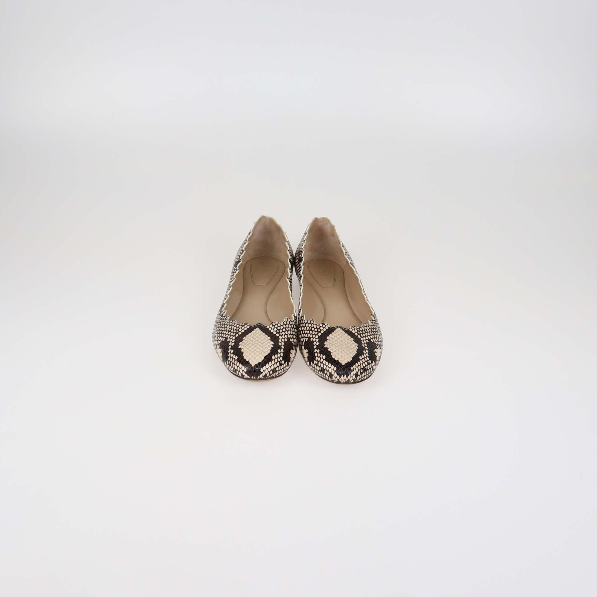 Chloe Two Tone Python Embossed Leather Lauren Ballet Flats