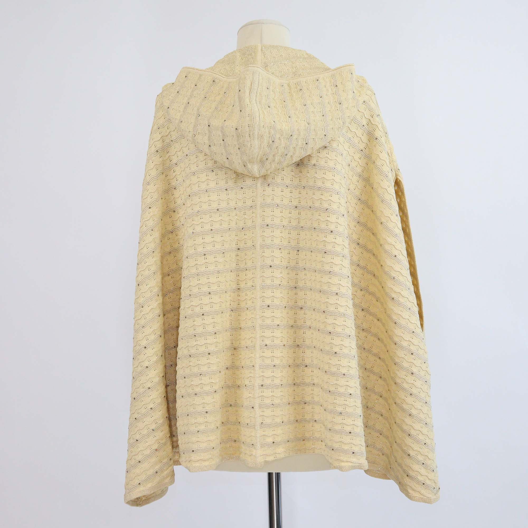 Sandro Gold Rhinestone Strass Knit Hooded Cape
