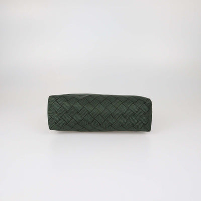 Bottega Veneta Green Intrecciato Print Nylon Wristlet Pouch